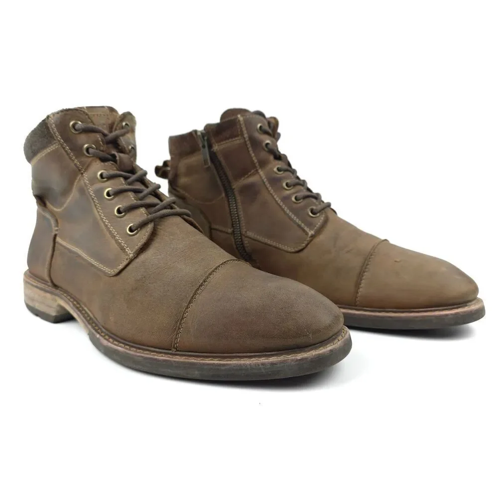 FLORSHEIM Lodge Cap Toe Brown Leather Boots Western Boho Bespoke Indie Cowboy - Picture 3 of 9